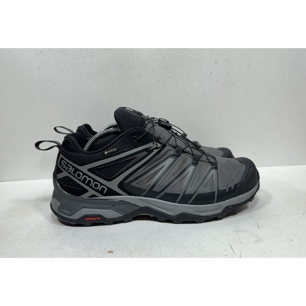 Salomon X Ultra Wide GTX Men's Size 10 Trail Hiking Shoes Gray Black 406596